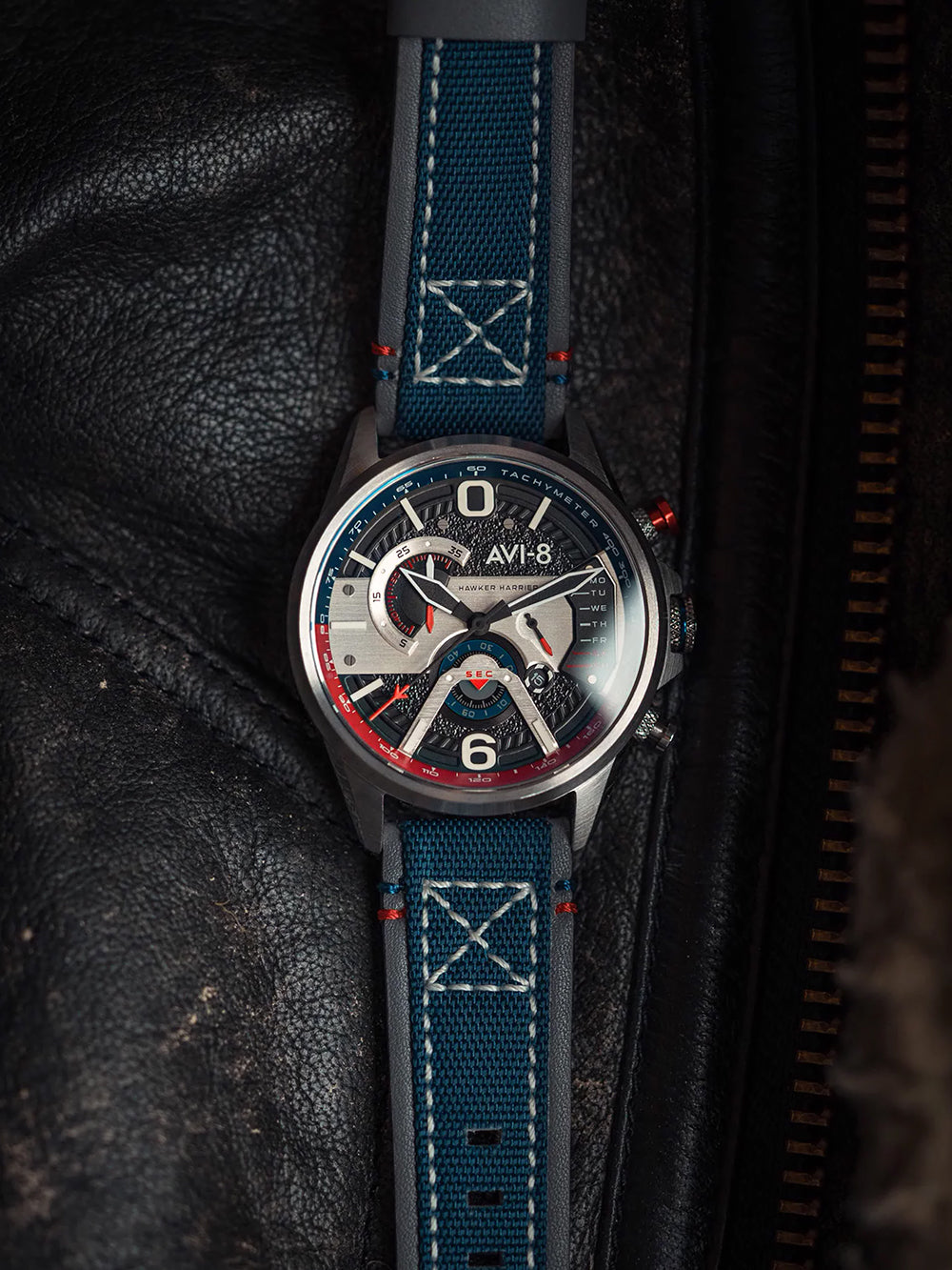 AVI-8 AV-4056-09 vyriškas laikrodis Hawker Harrier Dual Retrograde Chronograph 44mm 5ATM