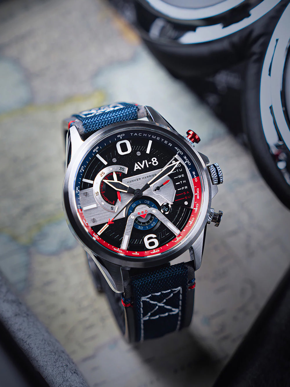 AVI-8 AV-4056-09 vyriškas laikrodis Hawker Harrier Dual Retrograde Chronograph 44mm 5ATM