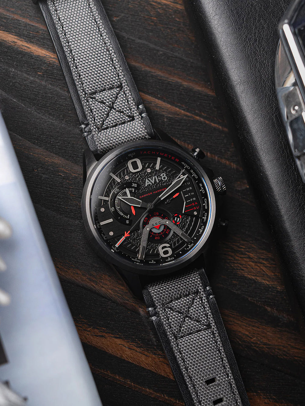 AVI-8 AV-4056-0B vyriškas laikrodis Hawker Harrier Dual Retrograde Chronograph 44mm 5ATM