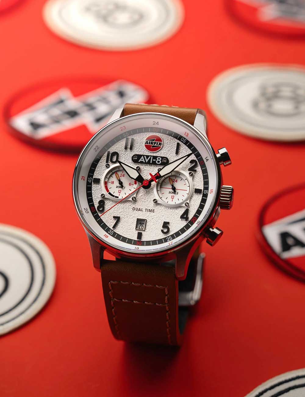 AVI-8 AV-4088-06 vyriškas laikrodis Hawker Hurricane Dual-Time Chronograph 43mm 5ATM