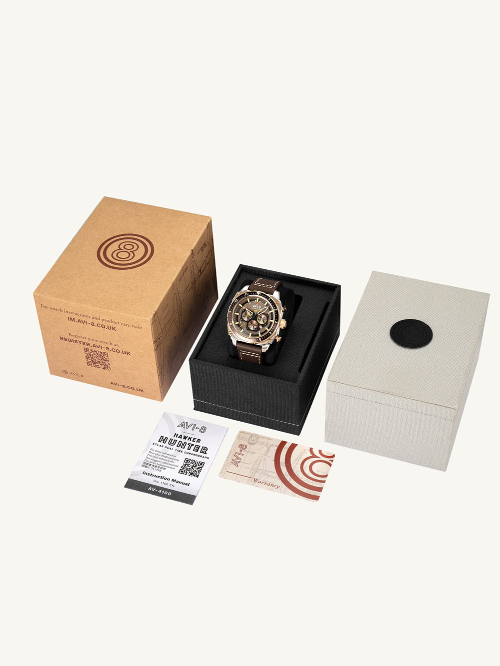 AVI-8 AV-4100-05 vyriškas laikrodis Hawker Hunter Dual Time Chronograph 43mm 5ATM