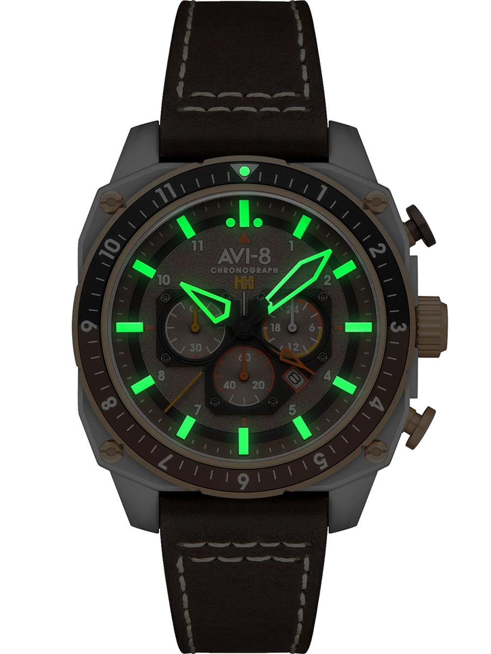 AVI-8 AV-4100-05 vyriškas laikrodis Hawker Hunter Dual Time Chronograph 43mm 5ATM