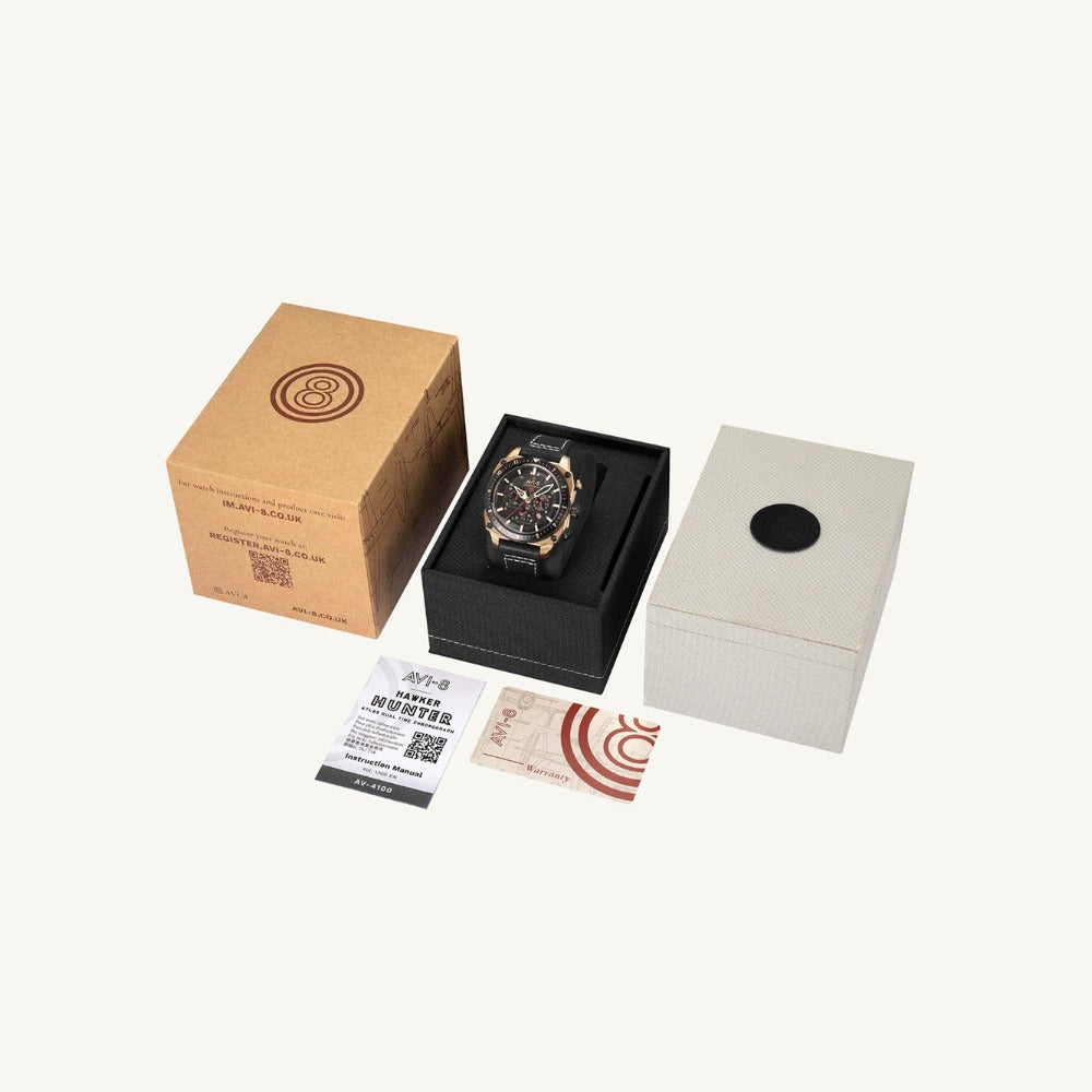 AVI-8 AV-4100-06 vyriškas laikrodis Hawker Hunter Dual Time Chronograph 43mm 5ATM