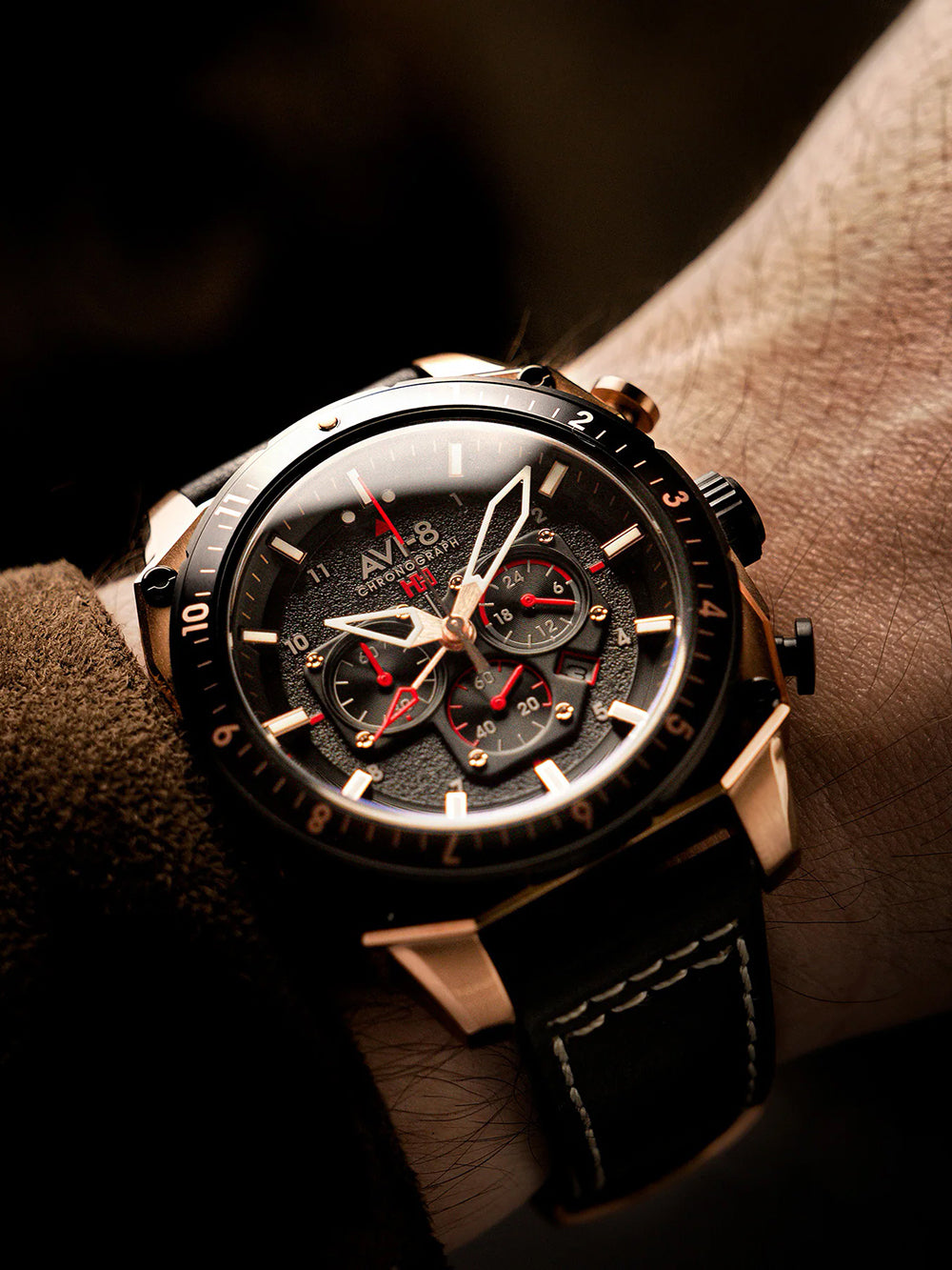 AVI-8 AV-4100-06 vyriškas laikrodis Hawker Hunter Dual Time Chronograph 43mm 5ATM