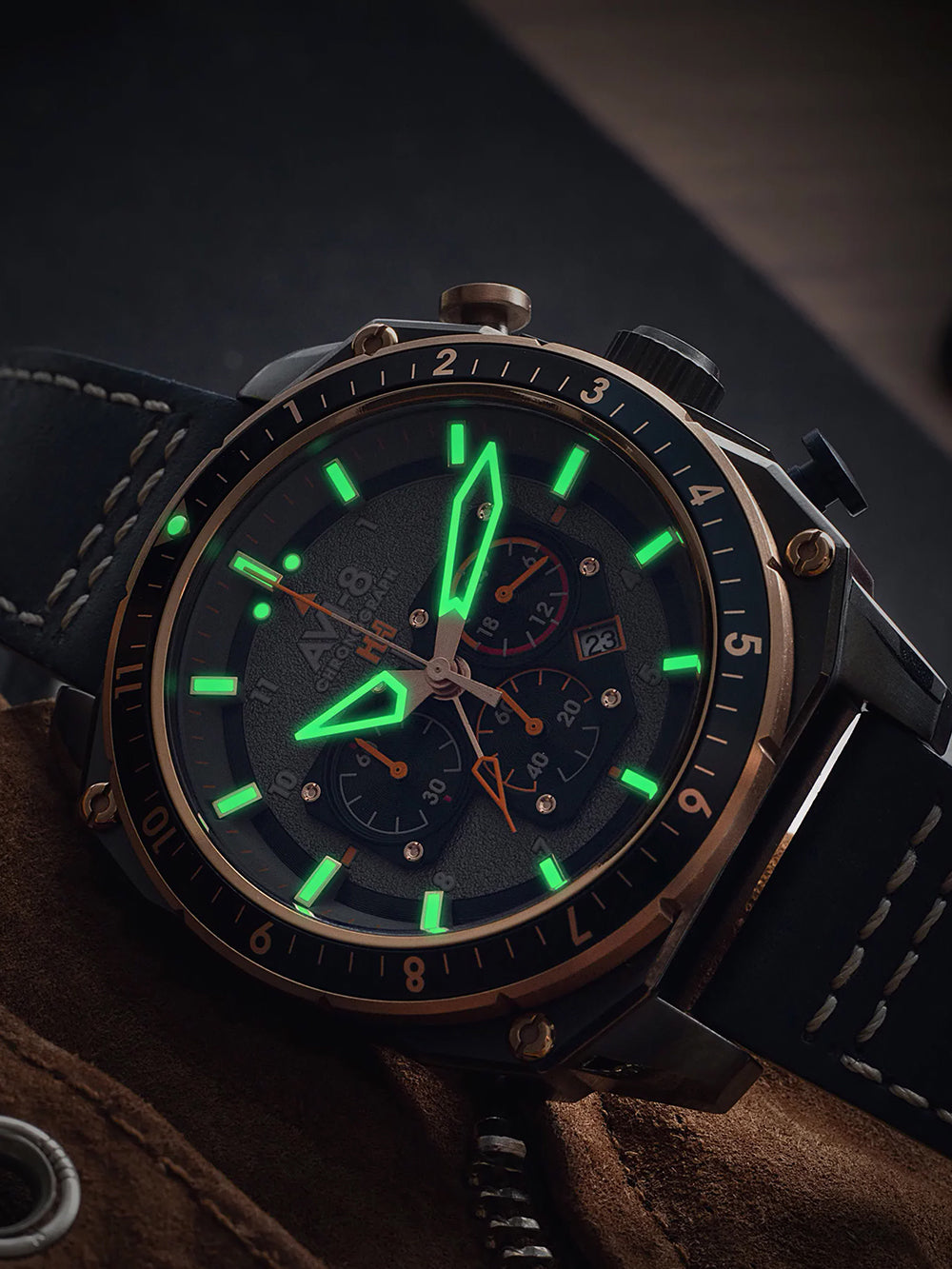 AVI-8 AV-4100-07 vyriškas laikrodis Hawker Hunter Dual Time Chronograph 43mm 5ATM
