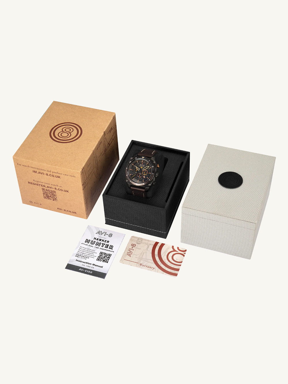 AVI-8 AV-4100-08 vyriškas laikrodis Hawker Hunter Dual Time Chronograph 43mm 5ATM