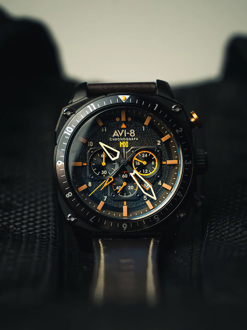 AVI-8 AV-4100-08 vyriškas laikrodis Hawker Hunter Dual Time Chronograph 43mm 5ATM