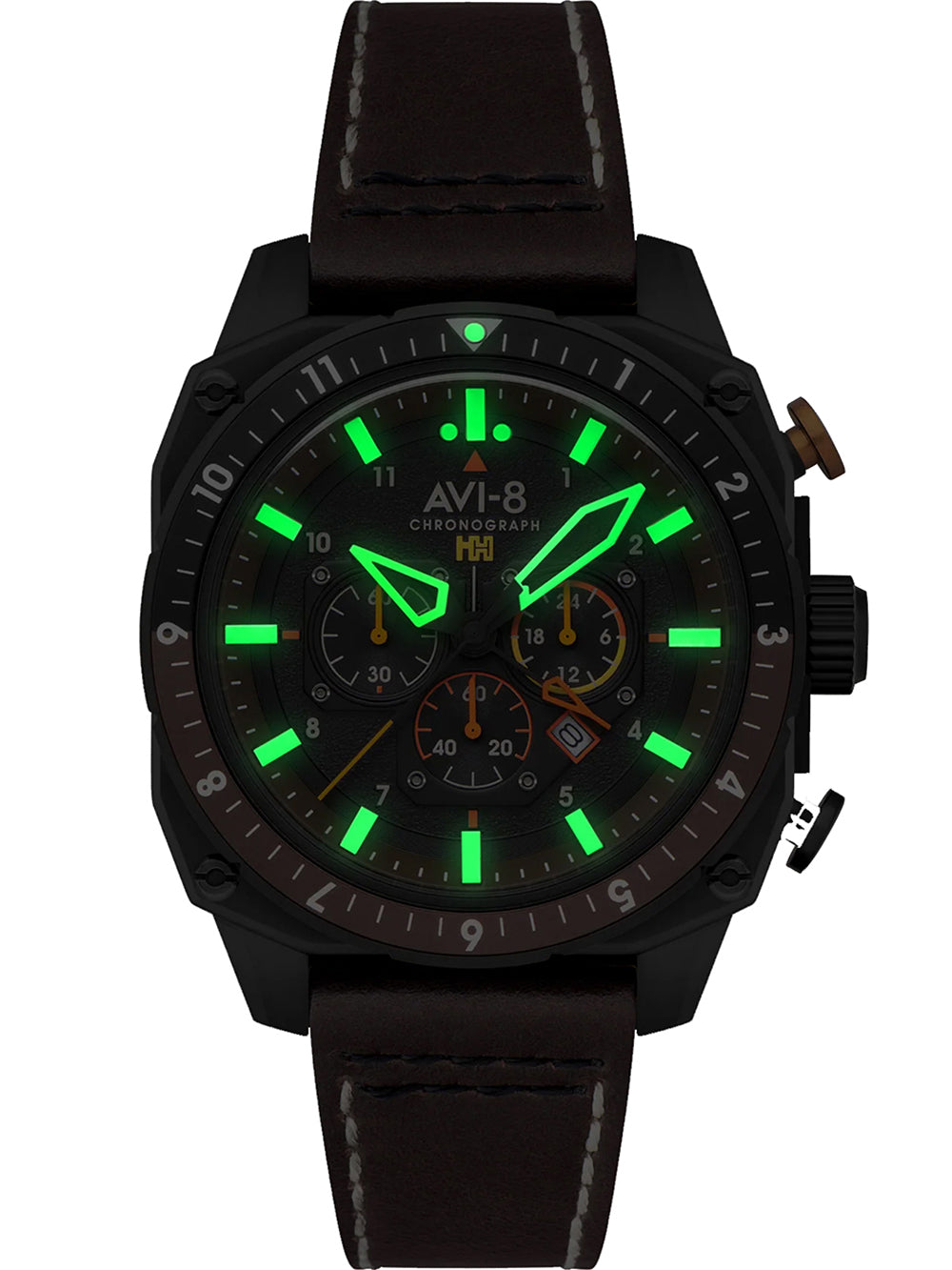 AVI-8 AV-4100-08 vyriškas laikrodis Hawker Hunter Dual Time Chronograph 43mm 5ATM