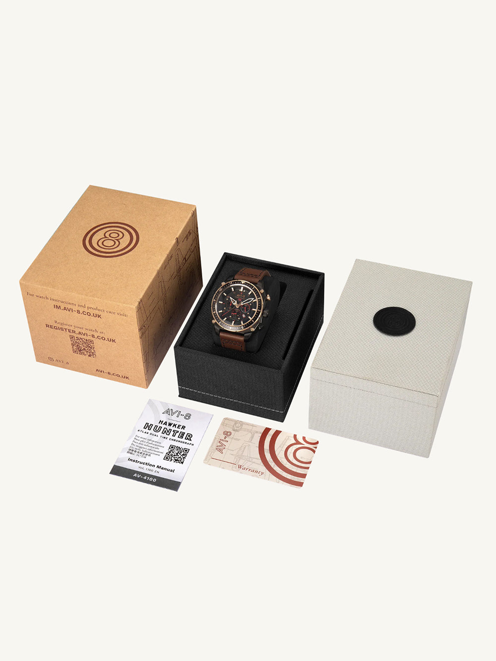 AVI-8 AV-4100-09 vyriškas laikrodis Hawker Hunter Dual Time Chronograph 43mm 5ATM