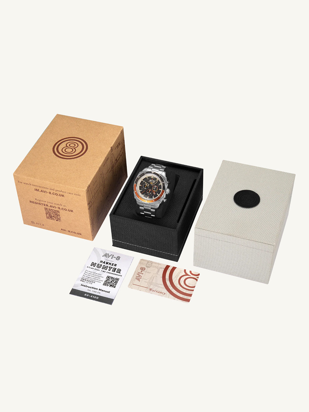 AVI-8 AV-4100-11 vyriškas laikrodis Hawker Hunter Dual Time Chronograph 43mm 5ATM