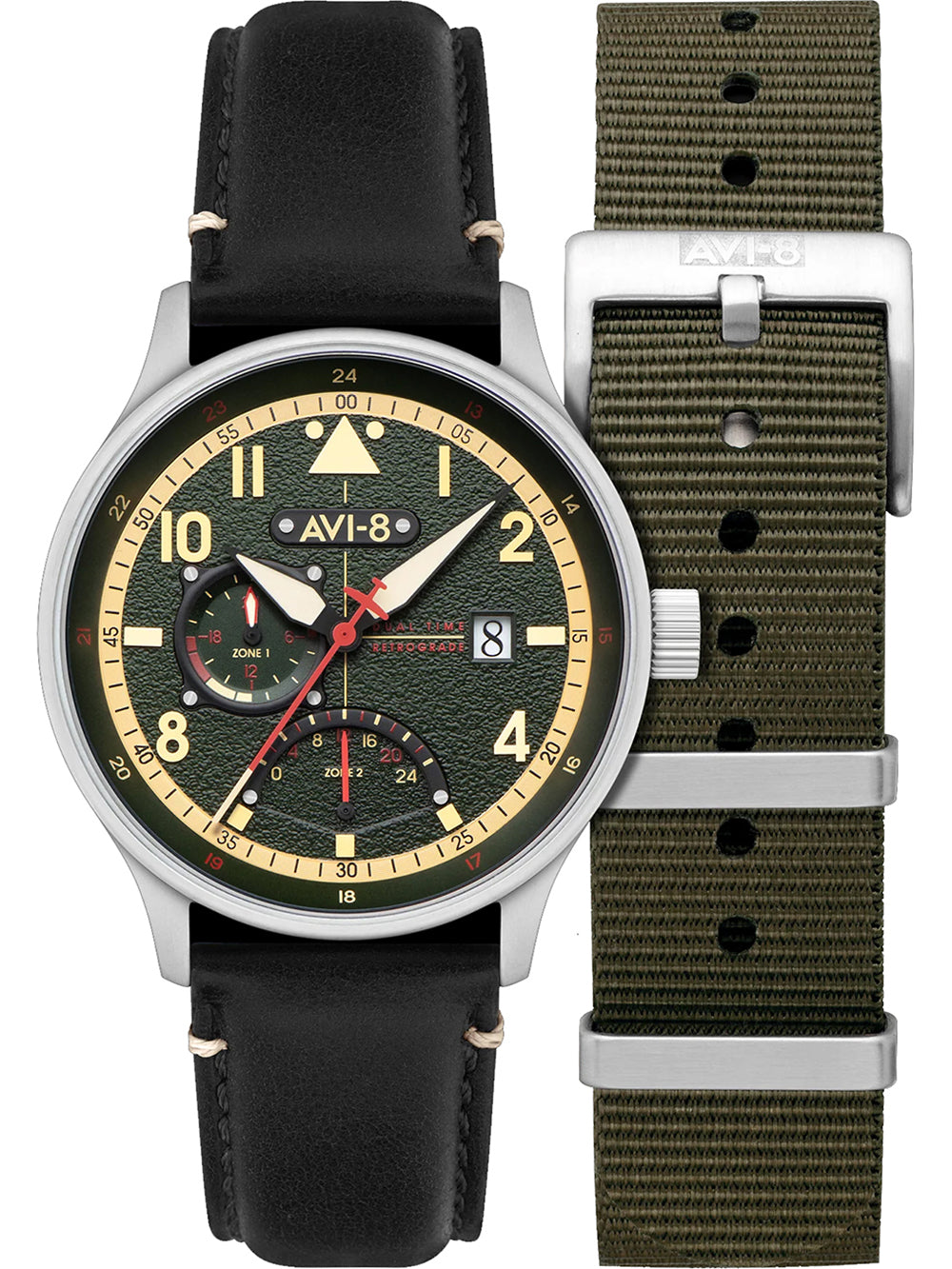 AVI-8 AV-4101-0A vyriškas laikrodis Hawker Hurricane McKellar Dual Time 44mm 5ATM