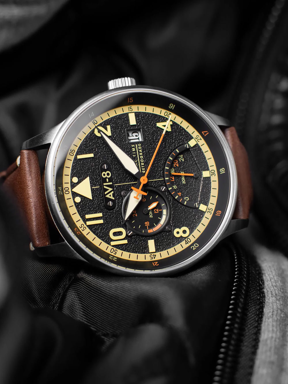 AVI-8 AV-4101-0B vyriškas laikrodis Hawker Hurricane McKellar Dual Time 44mm 5ATM