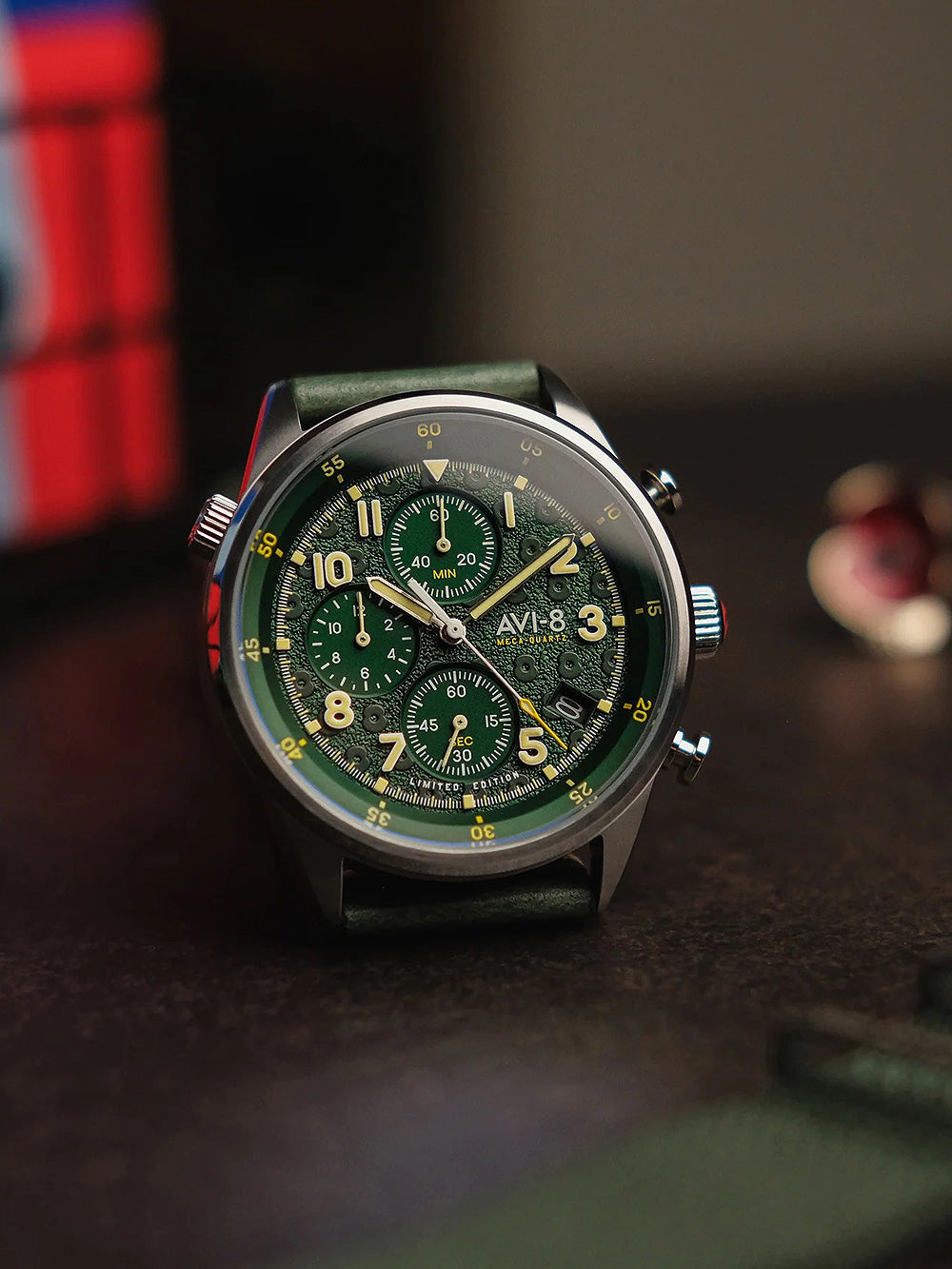 AVI-8 AV-4102-RBL-03 Flyboy Royal British Legion Chronograph vyriškas laikrodis 42mm 5ATM