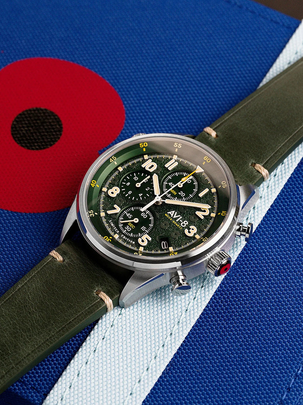 AVI-8 AV-4102-RBL-03 Flyboy Royal British Legion Chronograph vyriškas laikrodis 42mm 5ATM