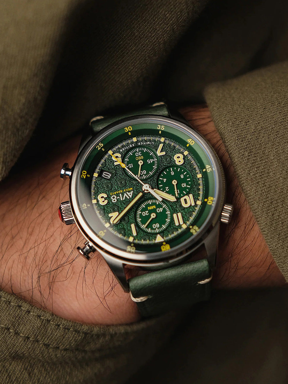 AVI-8 AV-4102-RBL-03 Flyboy Royal British Legion Chronograph vyriškas laikrodis 42mm 5ATM