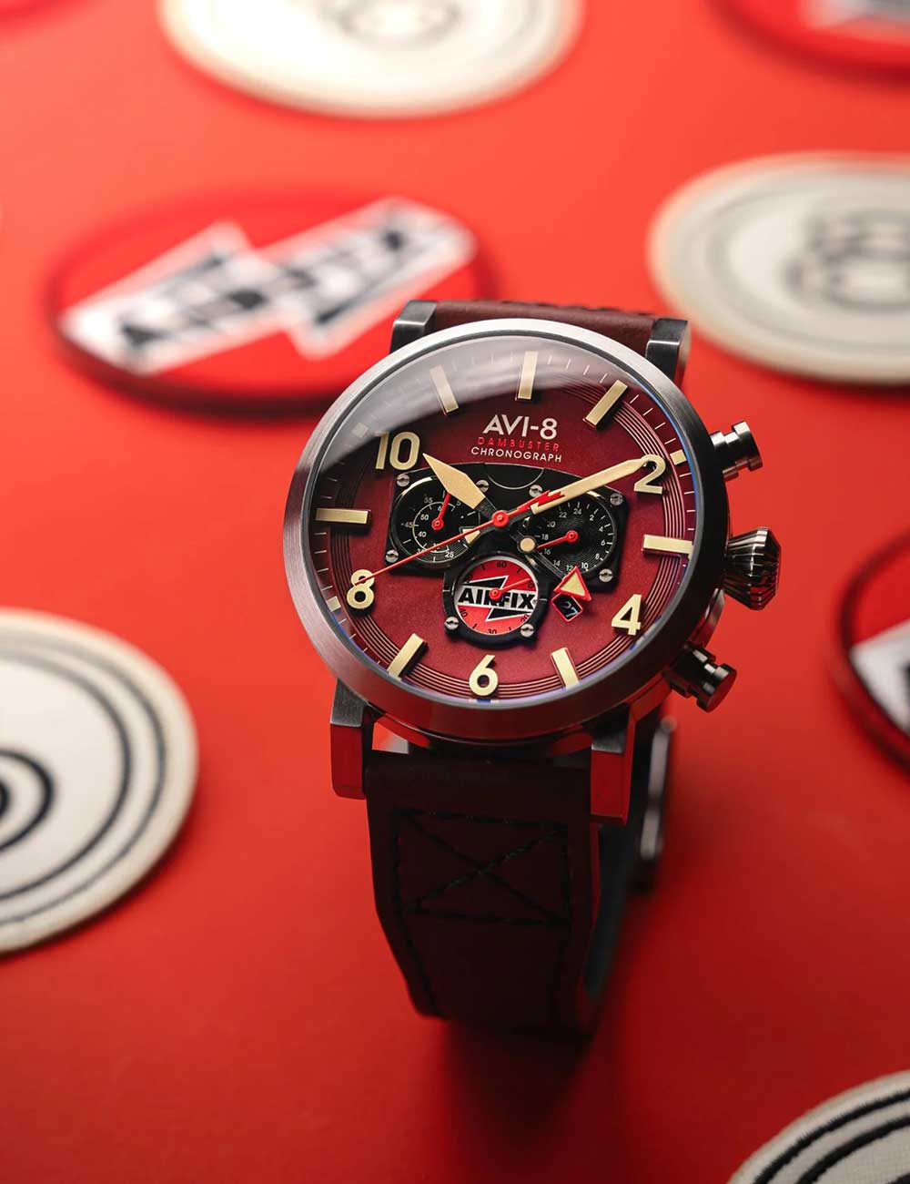 AVI-8 AV-4107-04 vyriškas laikrodis Dambuster Gibson Dual-Time Chronograph 43mm 5ATM