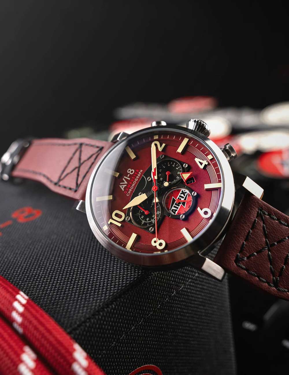 AVI-8 AV-4107-04 vyriškas laikrodis Dambuster Gibson Dual-Time Chronograph 43mm 5ATM