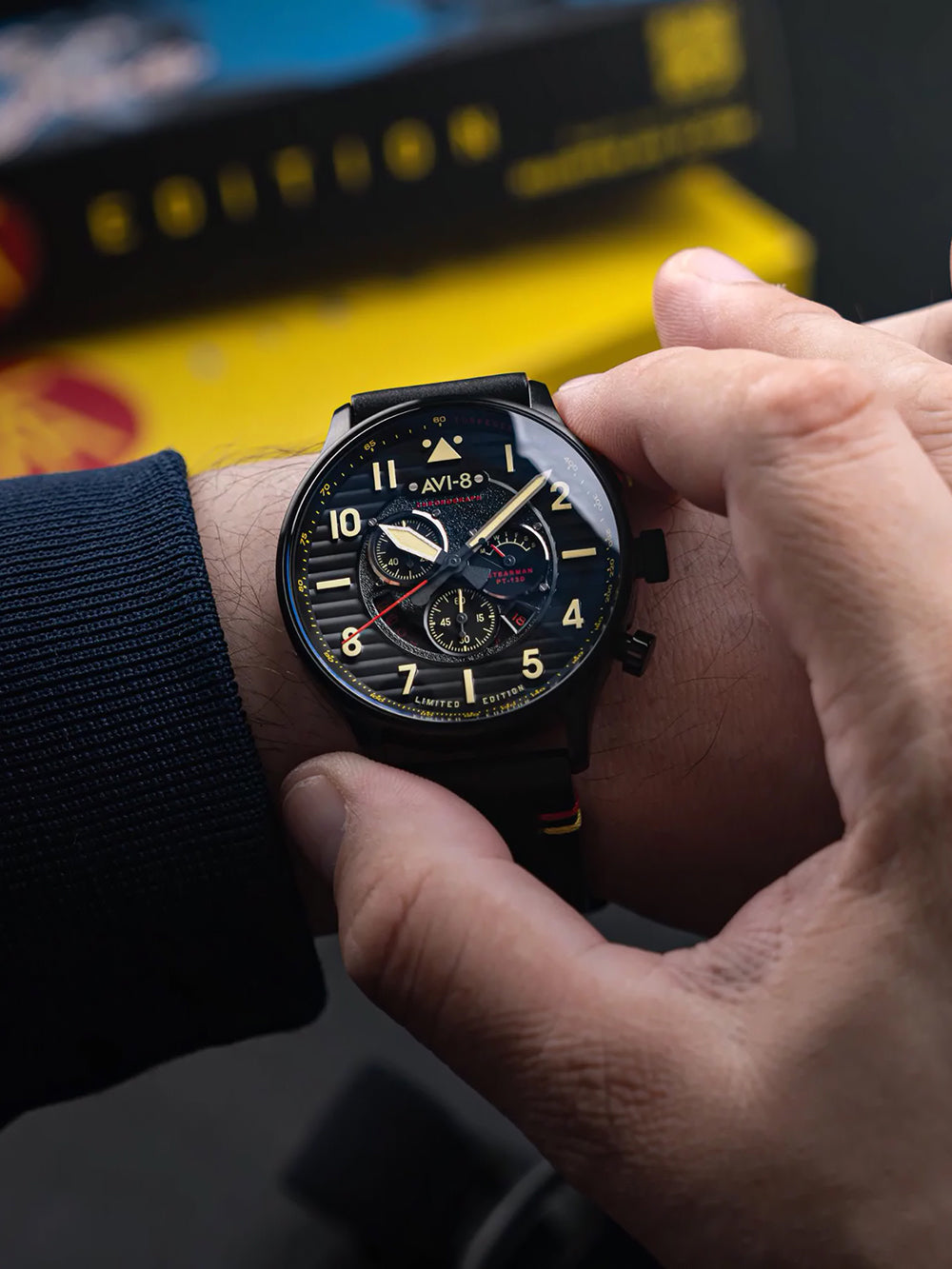 AVI-8 AV-4109-01 vyriškas laikrodis Flyboy Spirit of Tuskegee Limited Chrono 44mm 5ATM