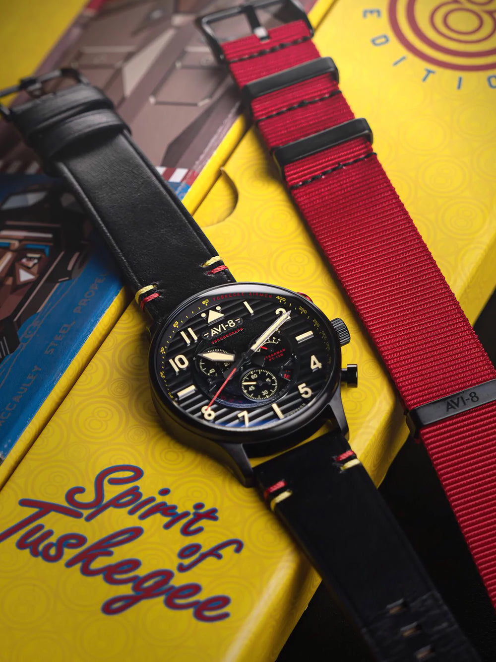 AVI-8 AV-4109-01 vyriškas laikrodis Flyboy Spirit of Tuskegee Limited Chrono 44mm 5ATM