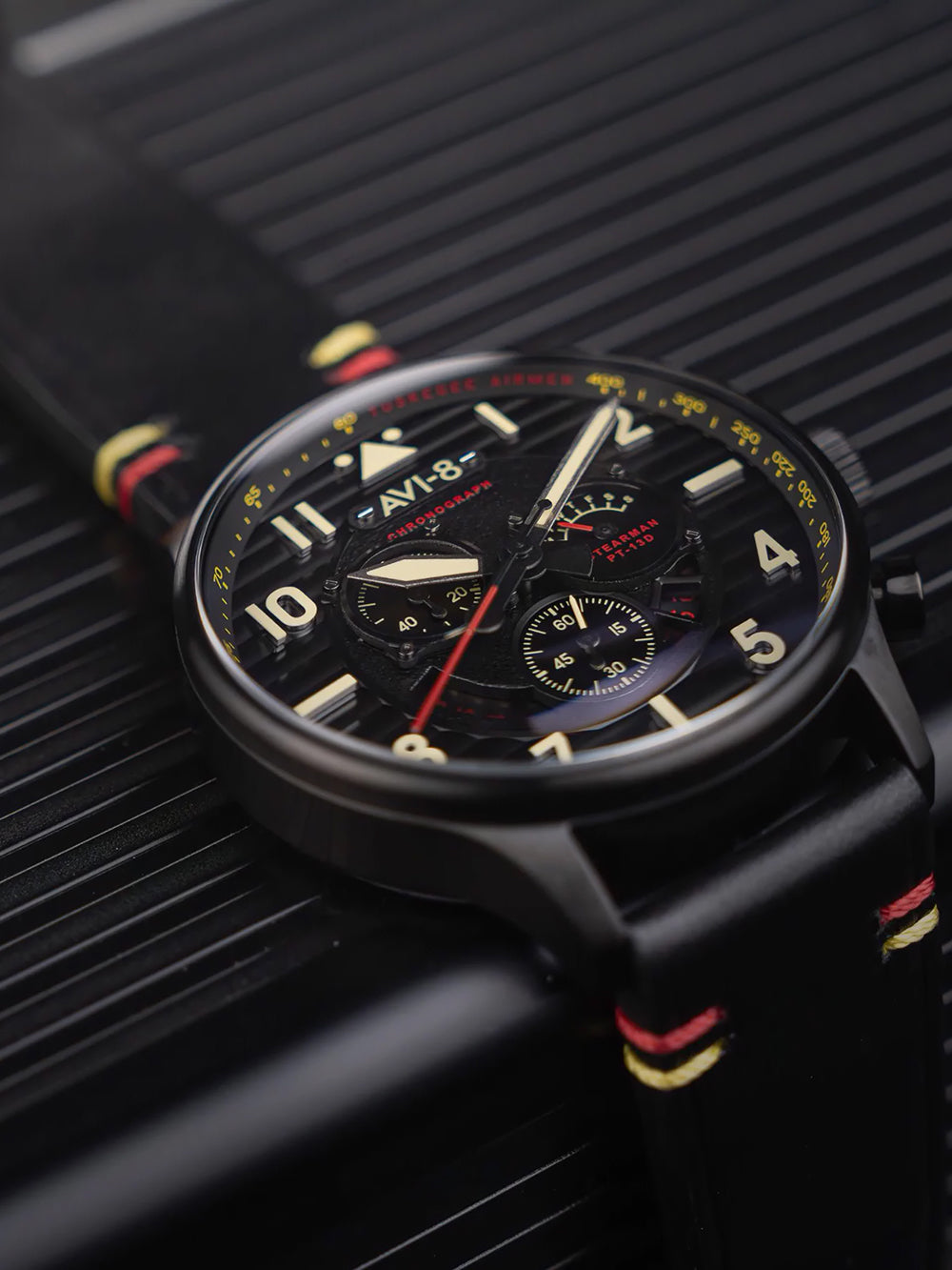 AVI-8 AV-4109-01 vyriškas laikrodis Flyboy Spirit of Tuskegee Limited Chrono 44mm 5ATM
