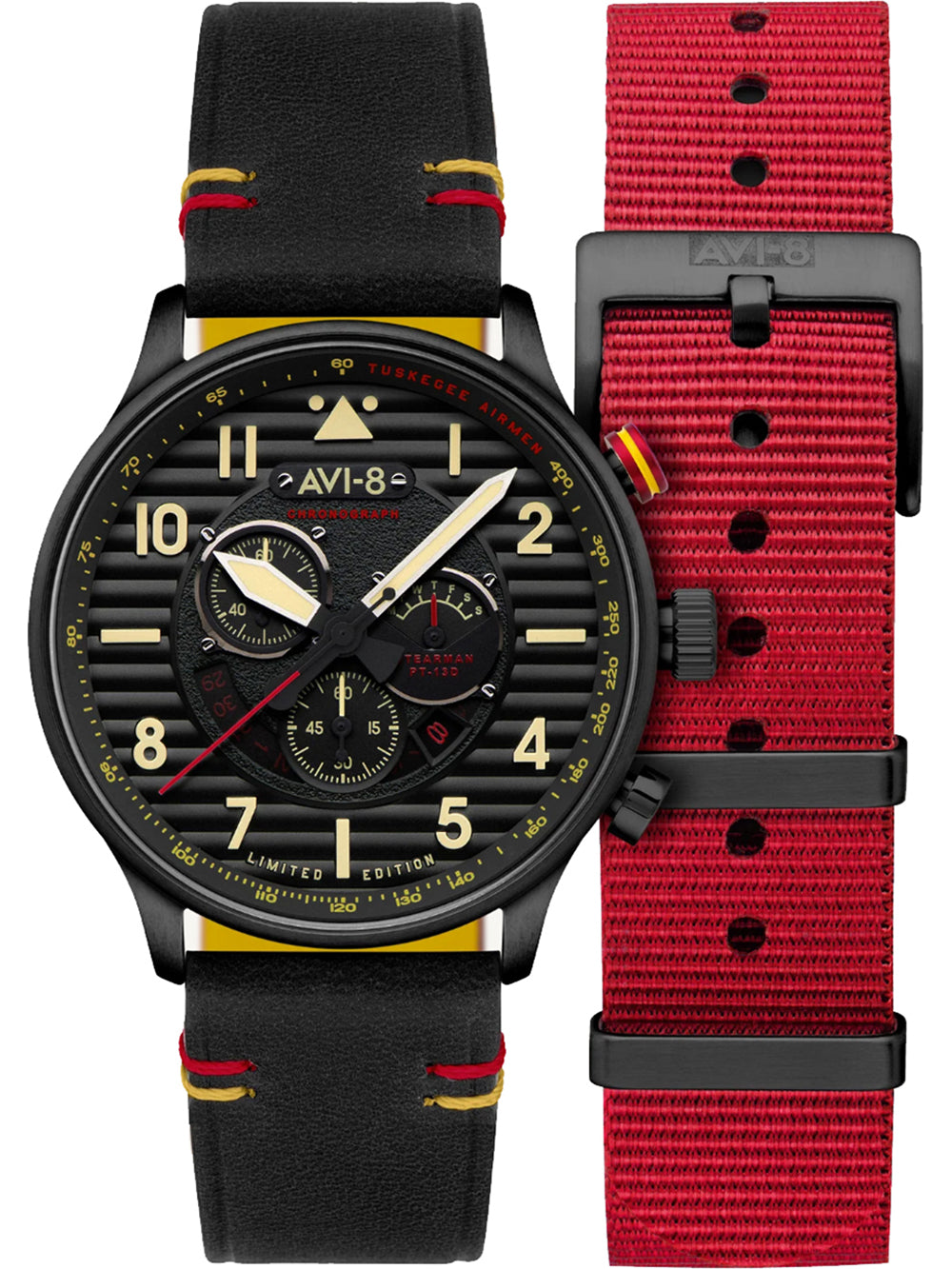 AVI-8 AV-4109-01 vyriškas laikrodis Flyboy Spirit of Tuskegee Limited Chrono 44mm 5ATM