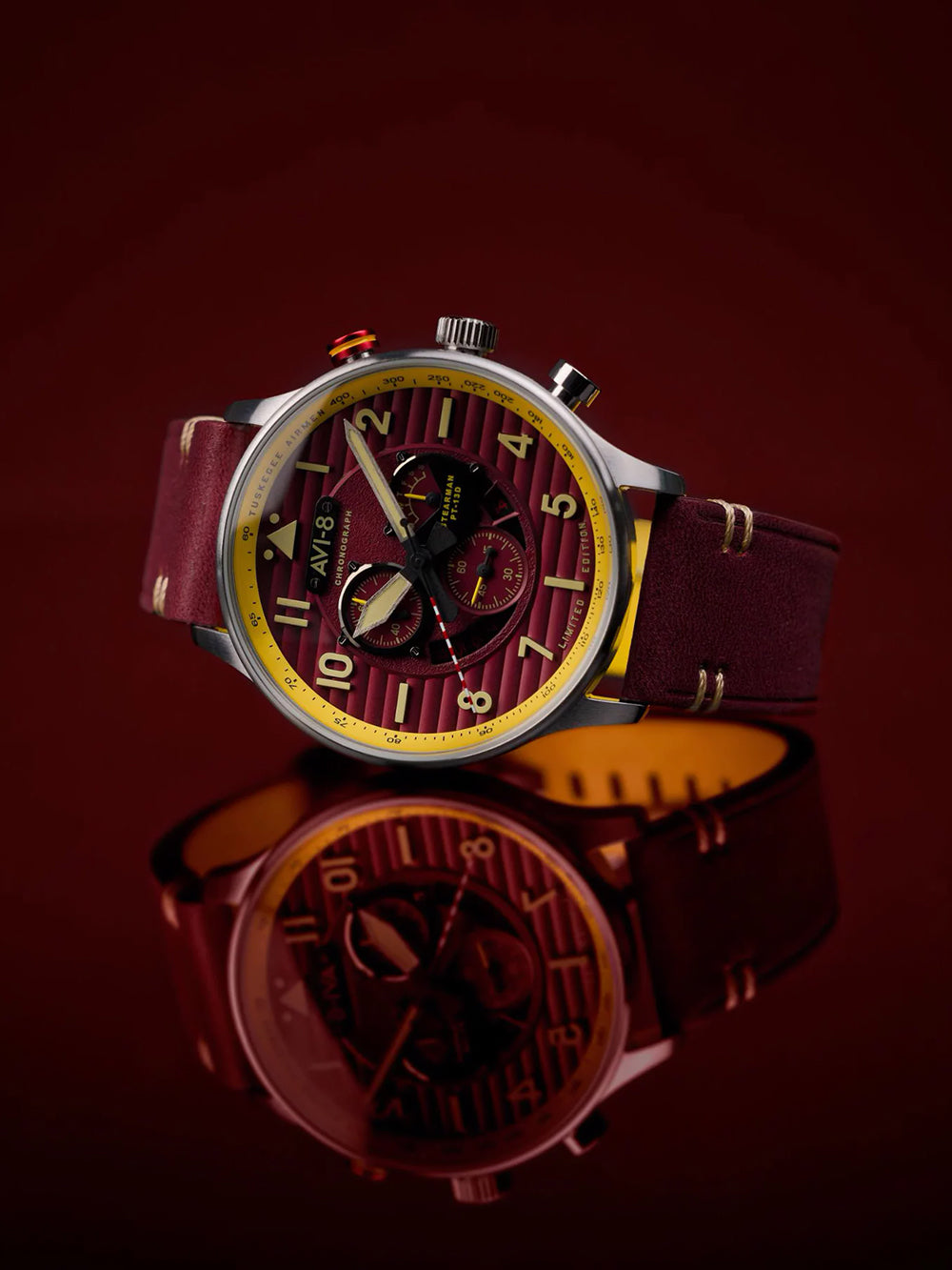 AVI-8 AV-4109-02 vyriškas laikrodis Flyboy Spirit of Tuskegee Limited Chrono 44mm 5ATM