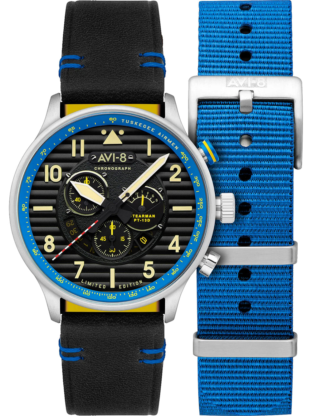 AVI-8 AV-4109-03 vyriškas laikrodis Flyboy Spirit of Tuskegee Limited Chrono 44mm 5ATM