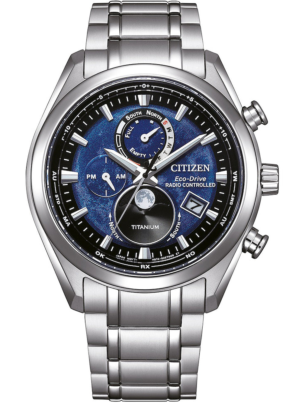 Citizen BY1010-81L Eco-Drive Moon Phase Titanium Radio Contr. vyriškas laikrodis