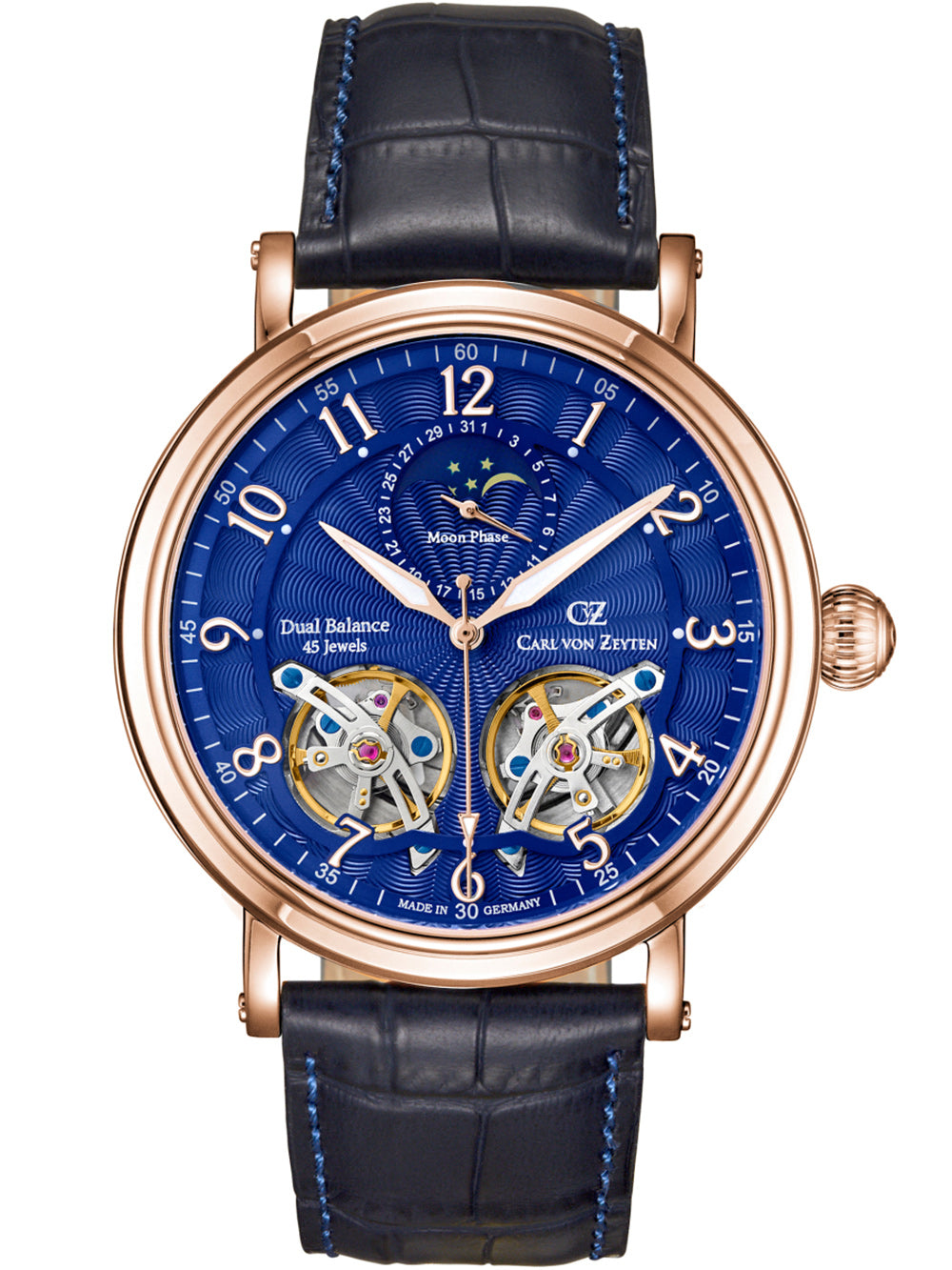 Carl von Zeyten CVZ0054RBLS Murg Moon Phase Automatic vyriškas laikrodis 46mm 5ATM