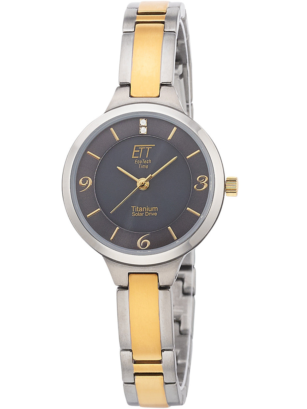 ETT ELS-12146-52M Diamond Lady Solar Drive Titan moteriškas laikrodis 28mm 5ATM