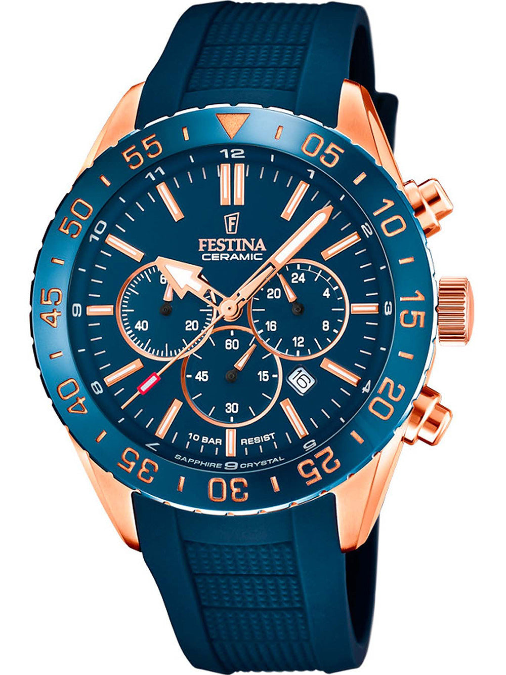 Festina F20516/1 Ceramic Chronograph vyriškas laikrodis 44mm 10ATM