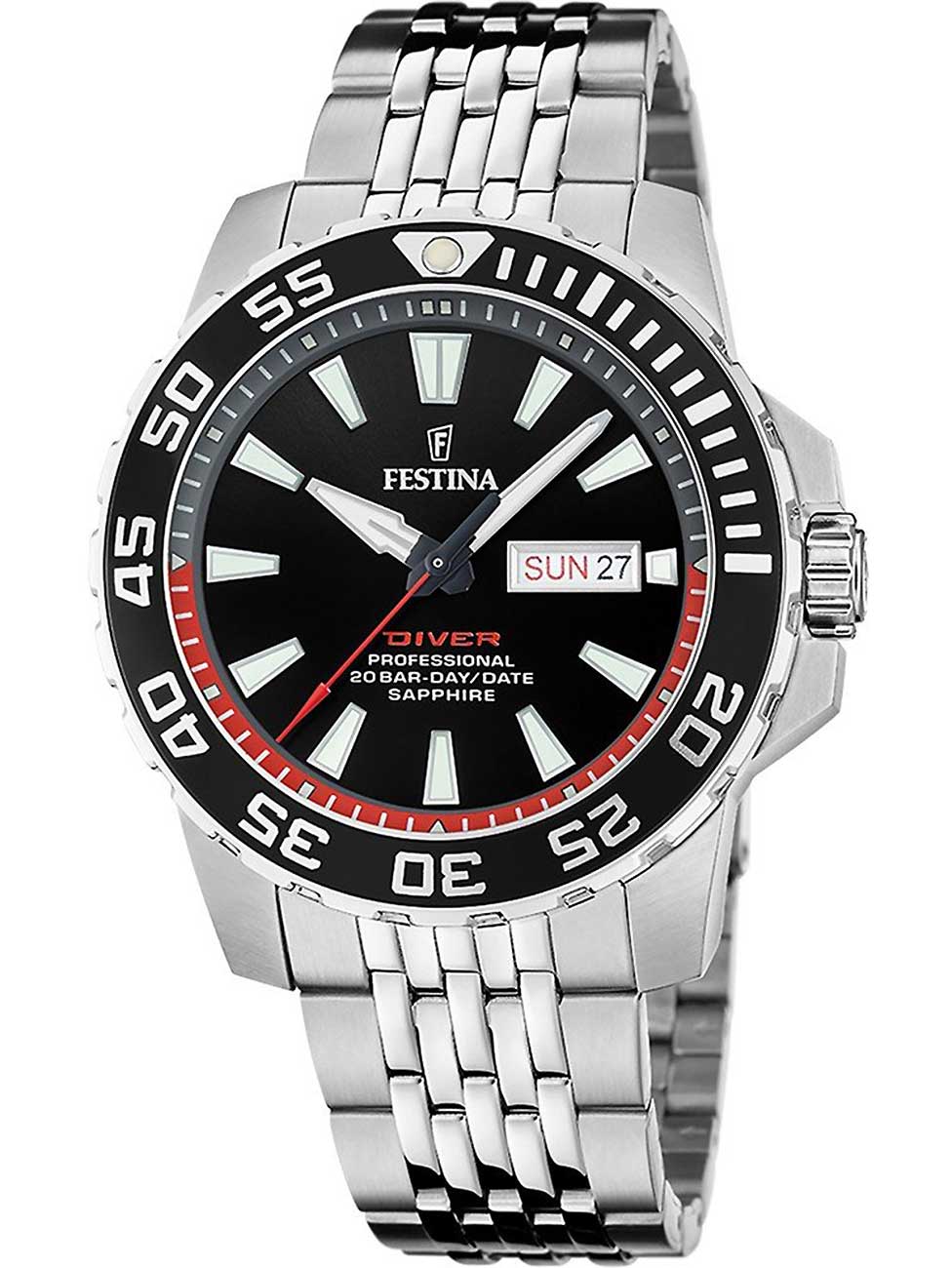 Festina F20661/3 vyriškas laikrodis Professional Diver 45mm 20ATM