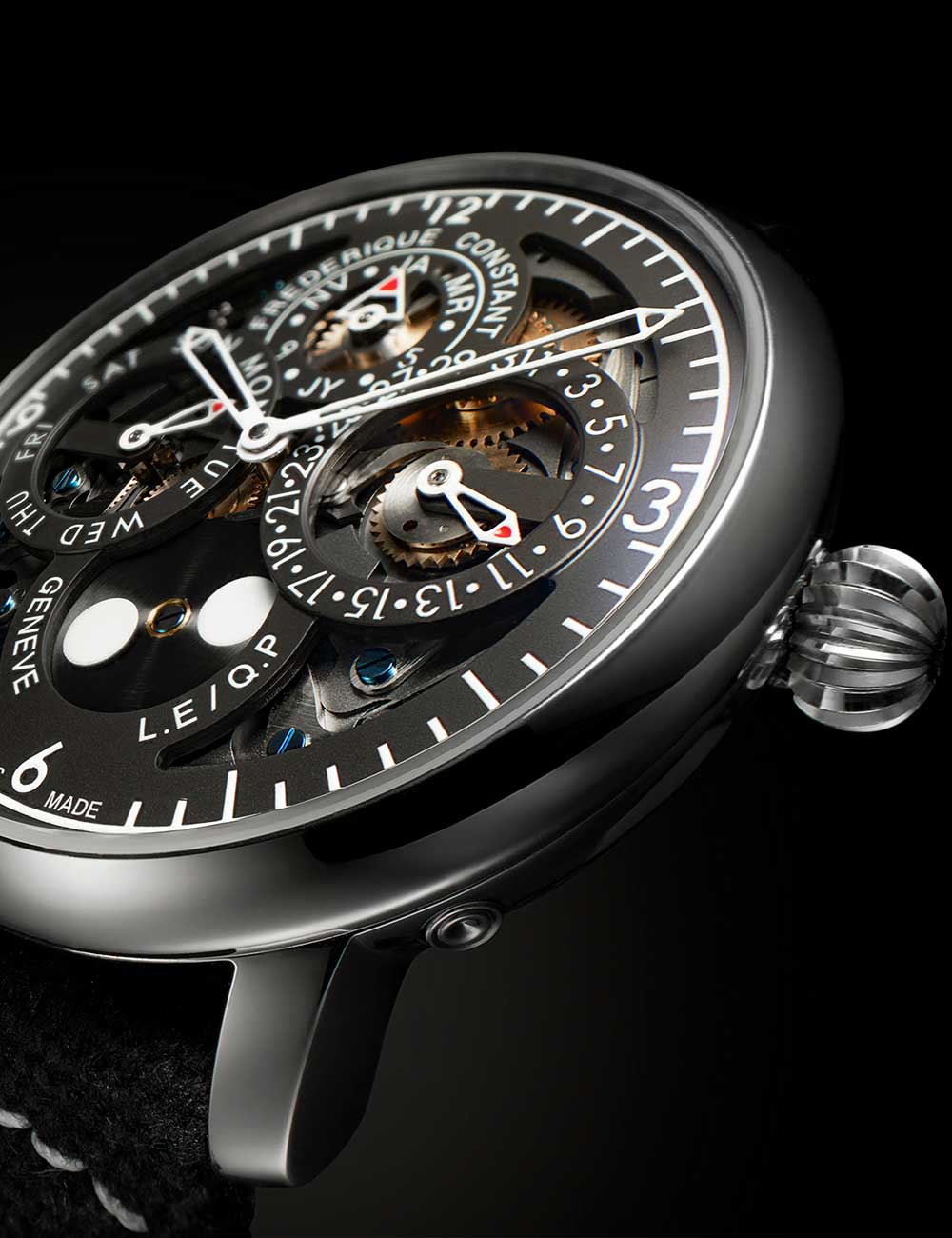 Frederique Constant FC-775PS4S6 vyriškas laikrodis Slimline Perpetual Calendar 42mm 3ATM