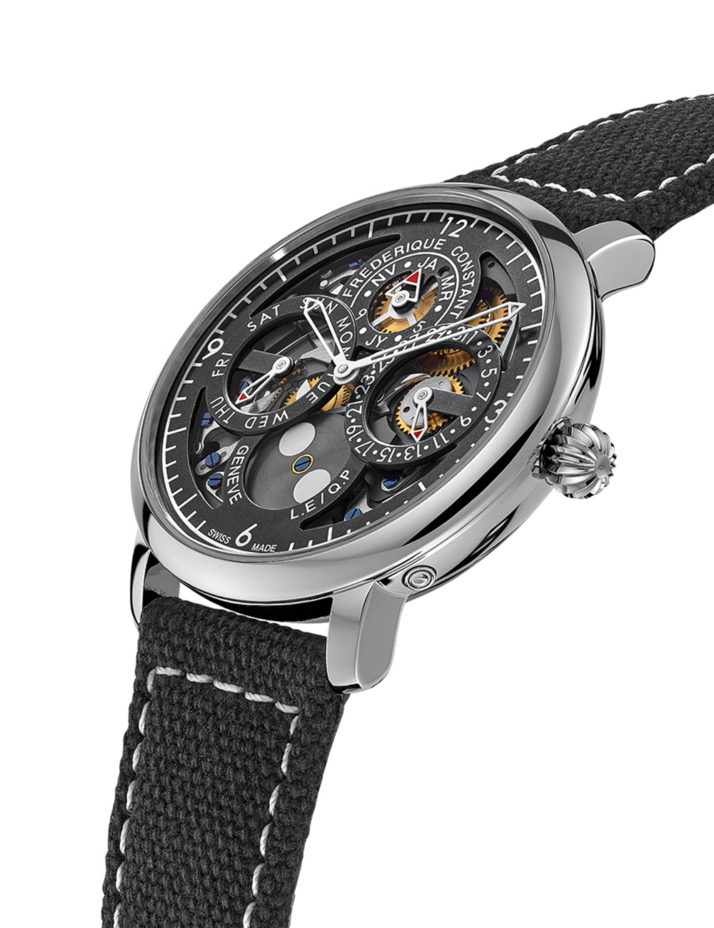 Frederique Constant FC-775PS4S6 vyriškas laikrodis Slimline Perpetual Calendar 42mm 3ATM