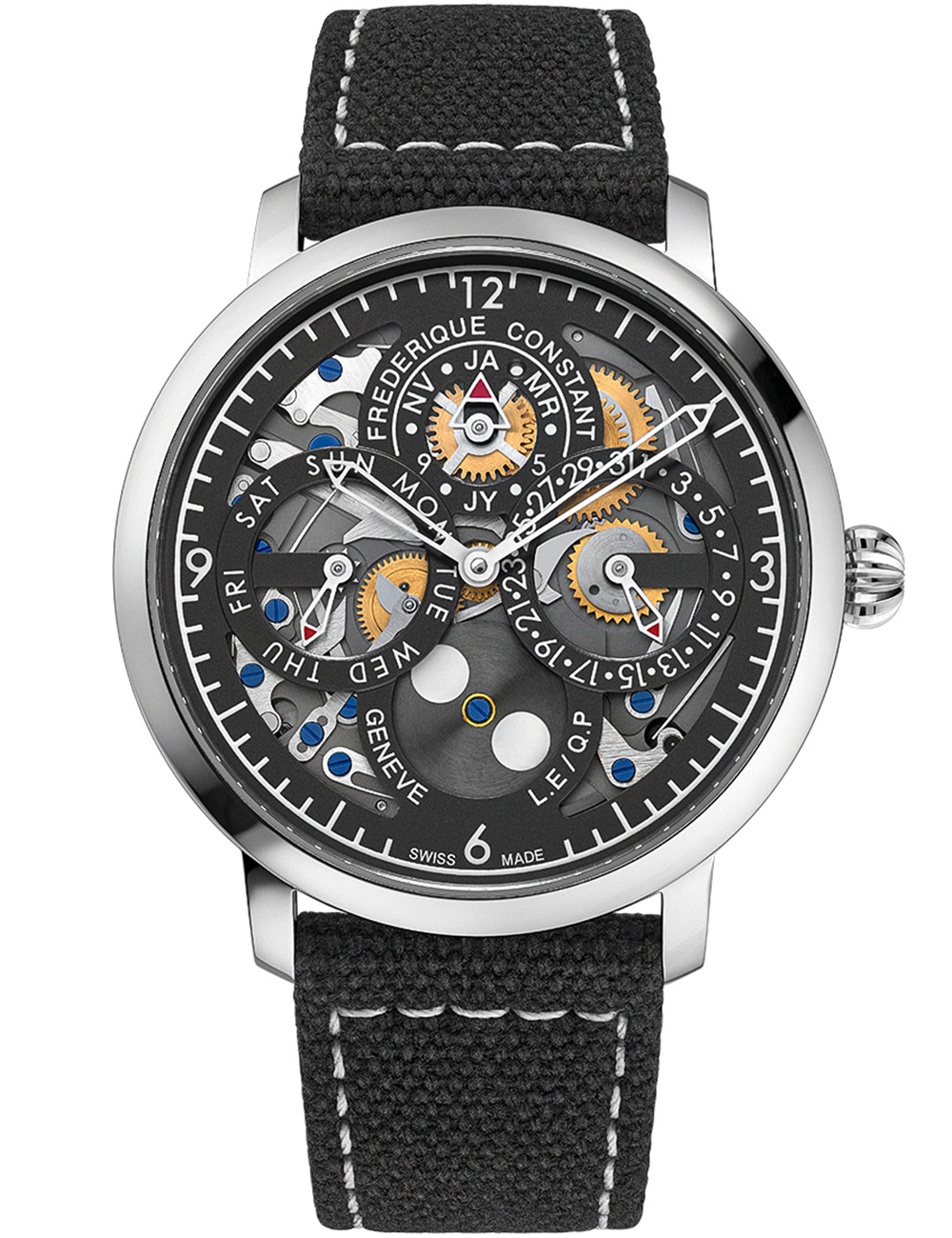 Frederique Constant FC-775PS4S6 vyriškas laikrodis Slimline Perpetual Calendar 42mm 3ATM
