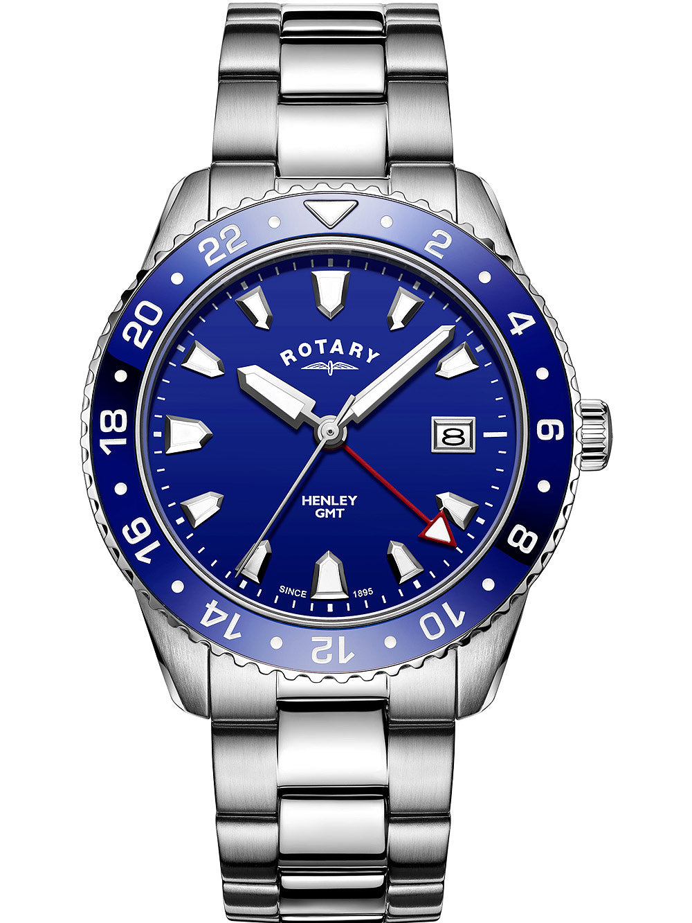 Rotary GB05108/05 Henley GMT vyriškas laikrodis 41mm 10ATM