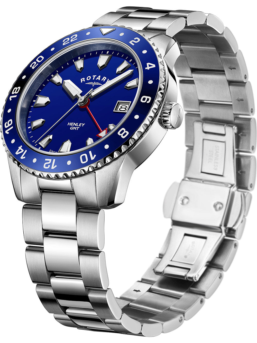 Rotary GB05108/05 Henley GMT vyriškas laikrodis 41mm 10ATM