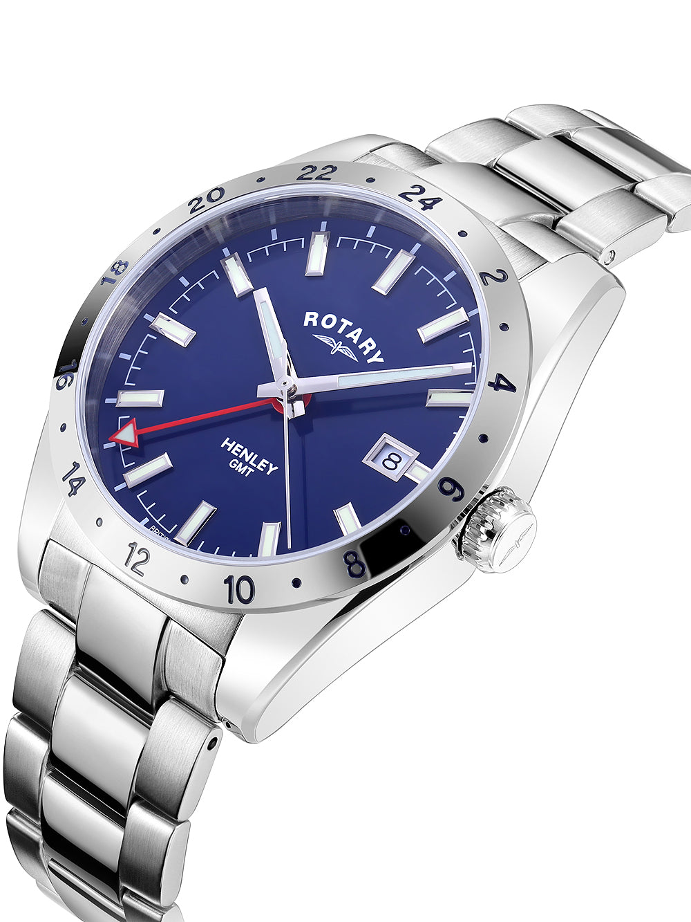 Rotary GB05176/05 Henley GMT vyriškas laikrodis 40mm 10ATM
