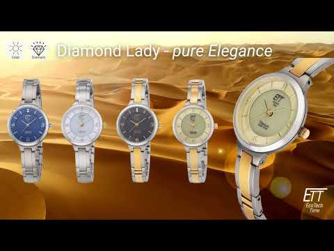 ETT ELS-12142-31M Diamond Lady Solar Drive moteriškas laikrodis 30mm 5ATM