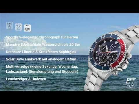 ETT EGS-11605-35M Professional Solar Radio Controlled vyriškas laikrodis 44mm 20ATM