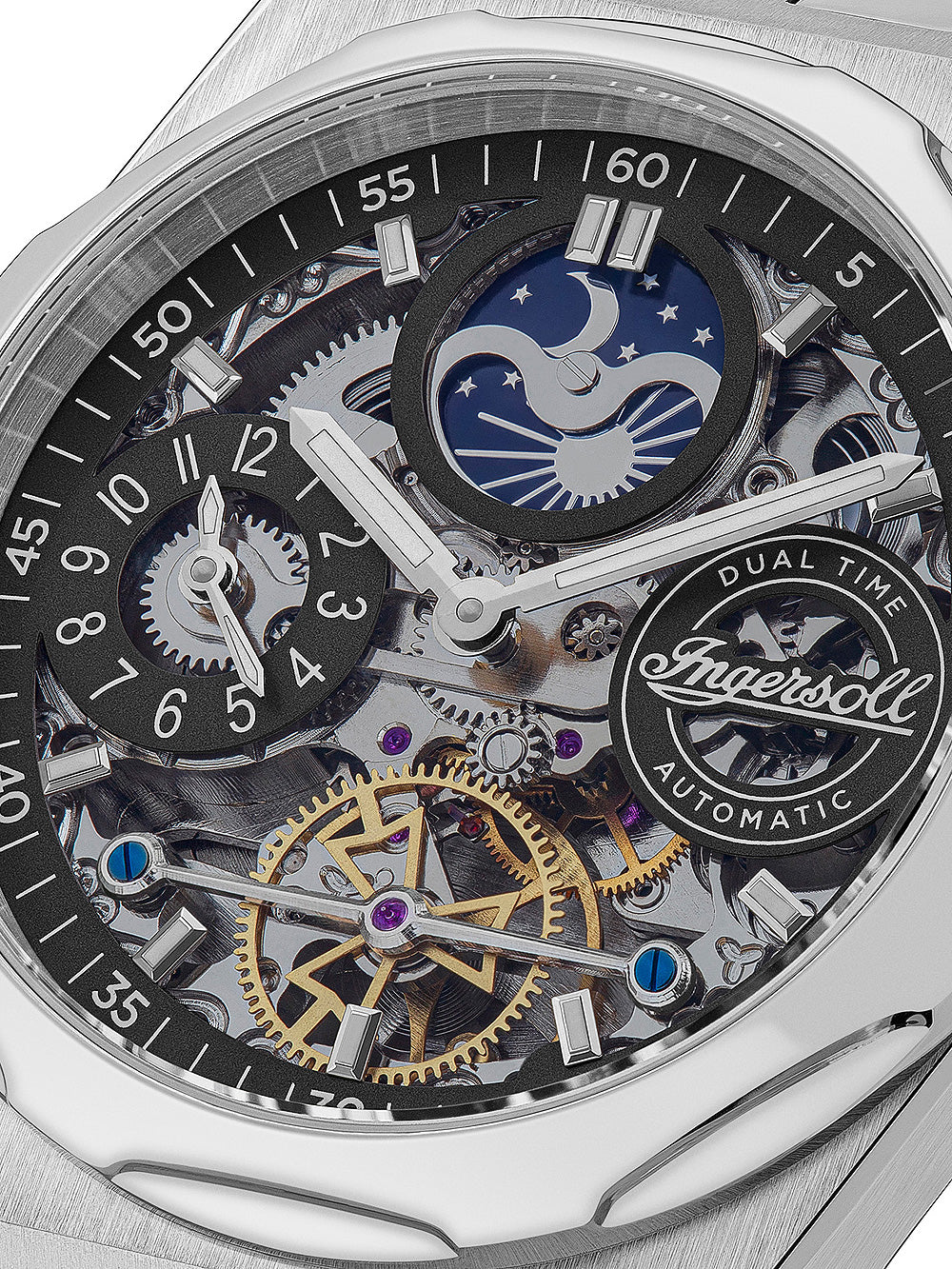 Ingersoll I12901 The Broadway Dual Time Automatic vyriškas laikrodis 43mm 5ATM