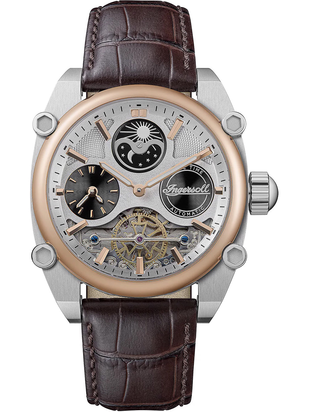 Ingersoll I15401 vyriškas laikrodis Varsity Dual Time Automatic 45mm 5ATM