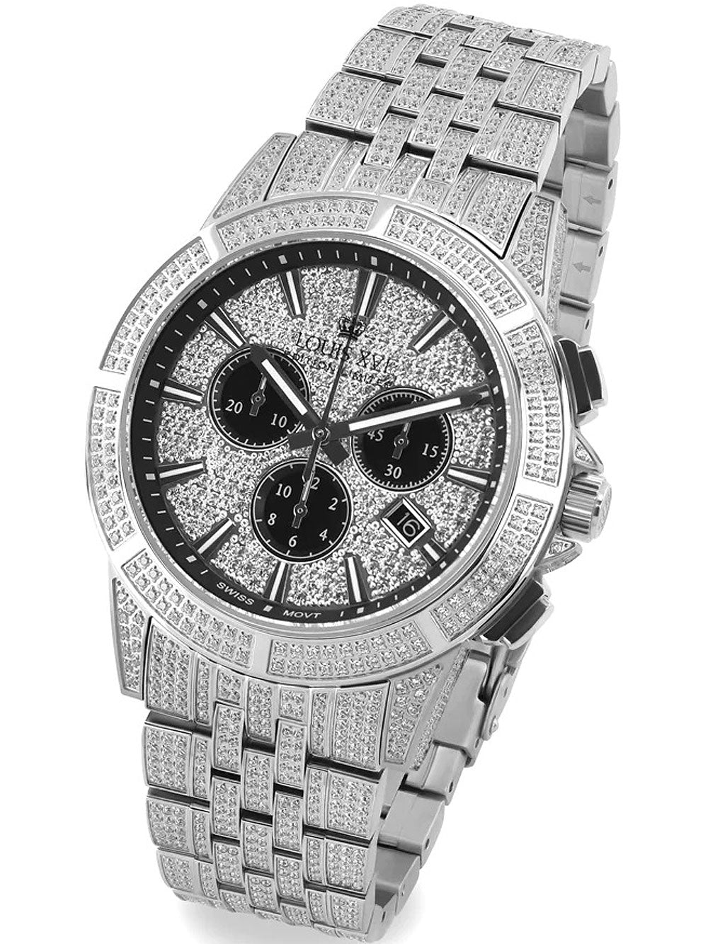 Louis XVI LXVI1122 Majeste Full Iced Chronograph vyriškas laikrodis 43mm 5ATM