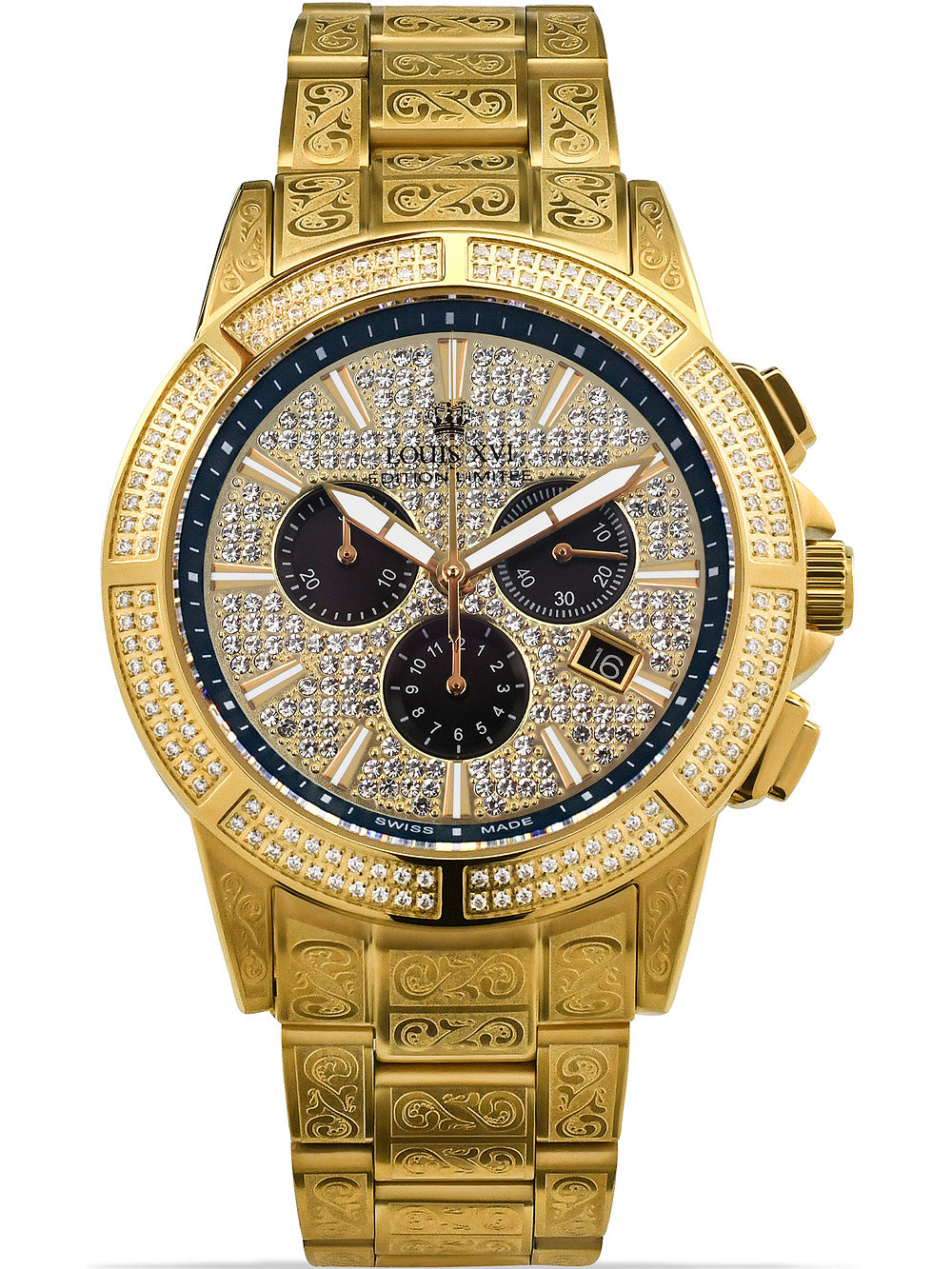 Louis XVI LXVI1126 Majeste Iced Out Chronograph vyriškas laikrodis 43mm 5ATM