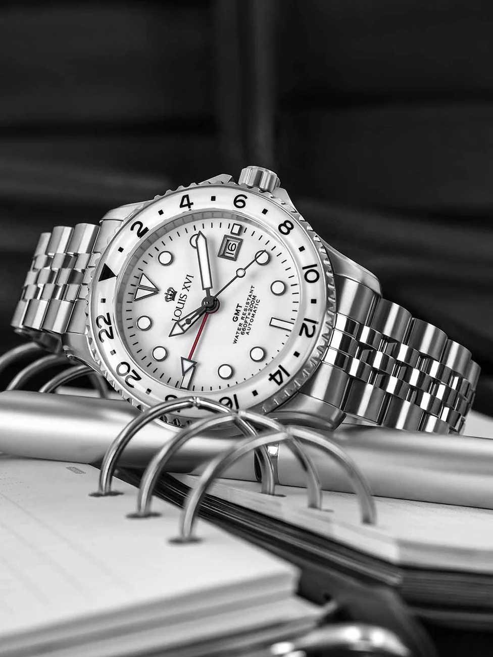 Louis XVI LXVI1430 vyriškas laikrodis Mirabeau Automatic GMT 41mm 20ATM
