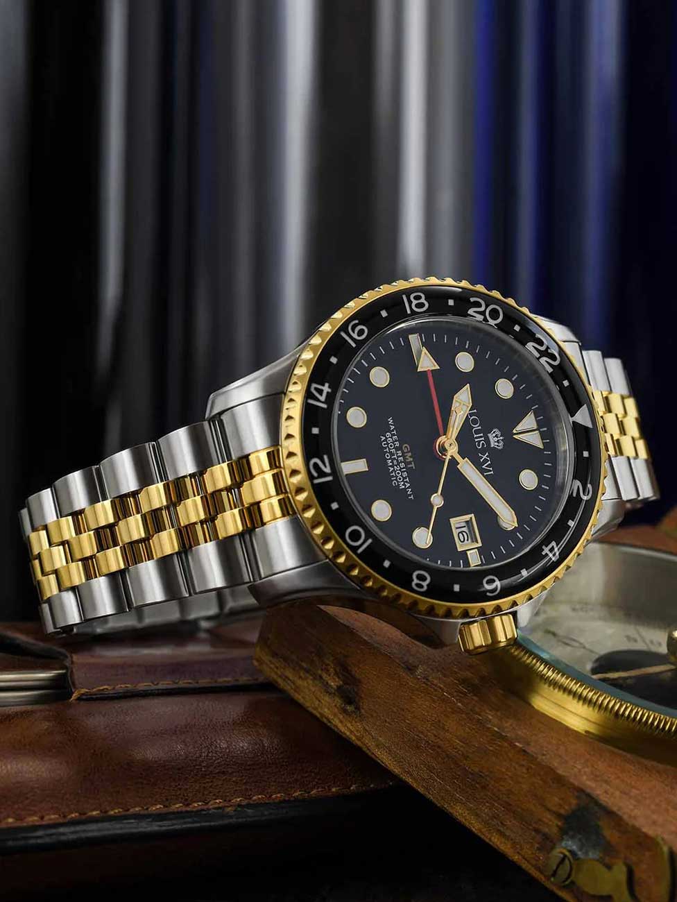 Louis XVI LXVI1432 vyriškas laikrodis Mirabeau Automatic GMT 41mm 20ATM