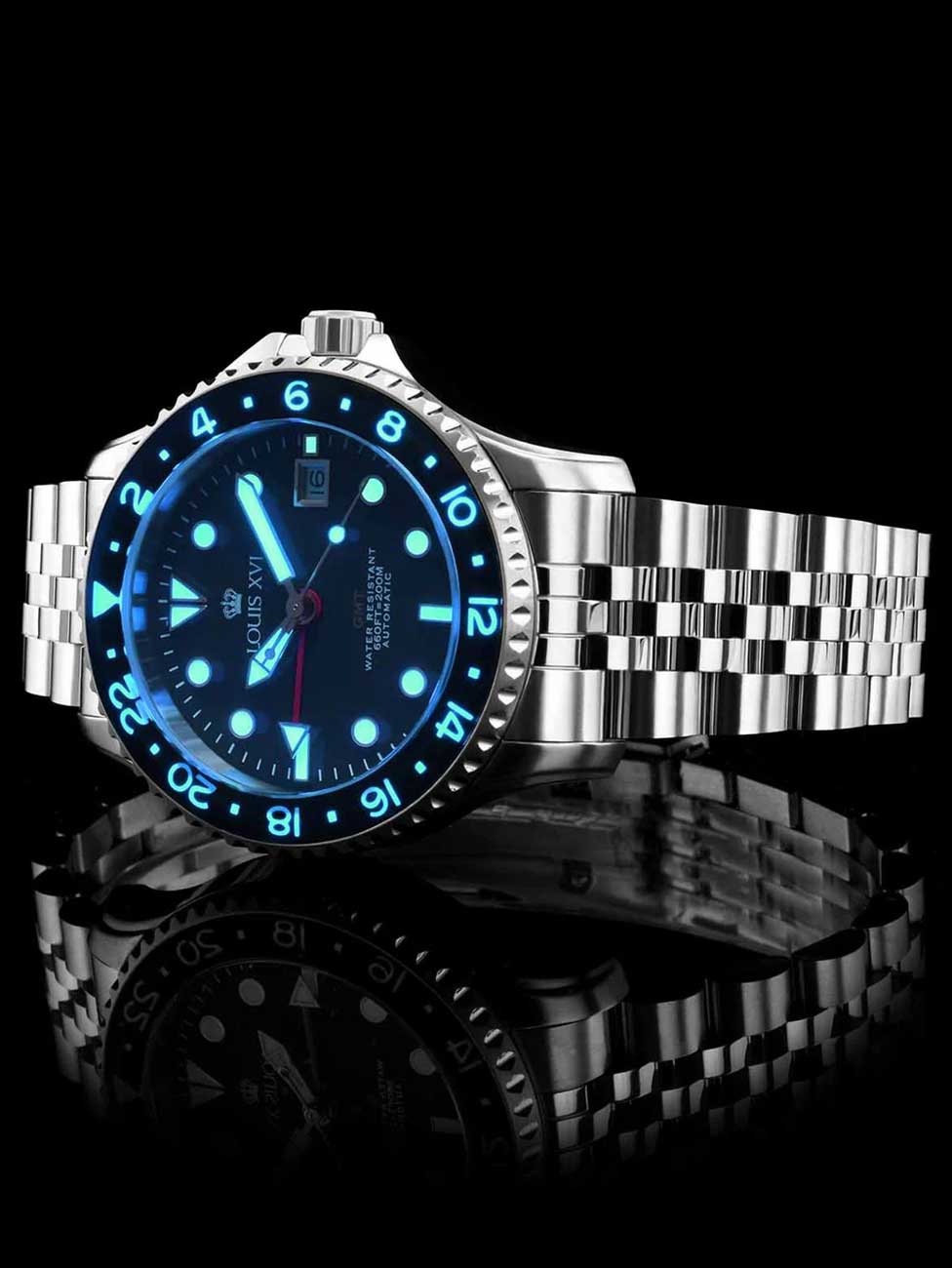 Louis XVI LXVI1434 vyriškas laikrodis Mirabeau Automatic GMT 41mm 20ATM