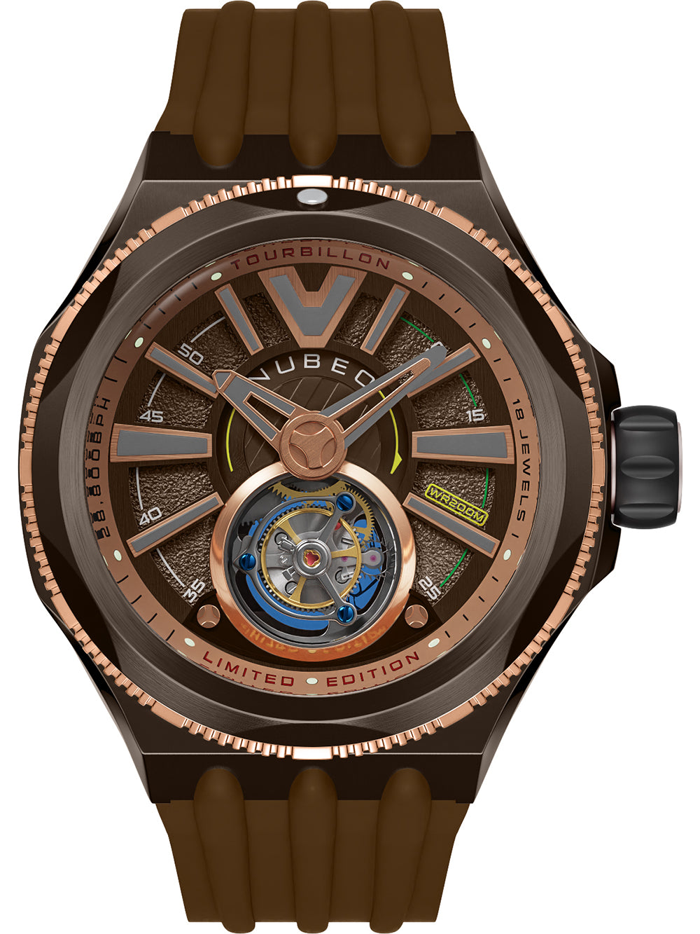 Nubeo NB-6075-0A vyriškas laikrodis Messenger Tourbillon Limited 52mm 10ATM