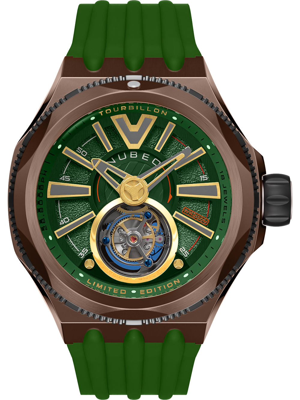 Nubeo NB-6075-0B vyriškas laikrodis Messenger Tourbillon Limited 52mm 10ATM