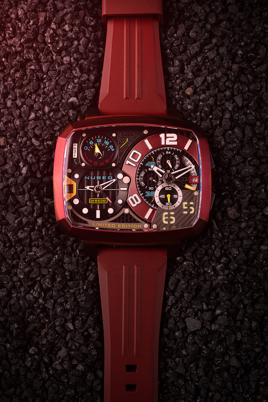 Nubeo NB-6084-02 vyriškas laikrodis Odyssey Triple Time-Zone Limited 58mm 5ATM